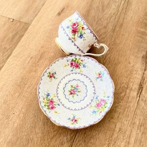 Royal Albert Petit Point Bone China‎ Tea Cup & Saucer No 778676, Stains AS IS